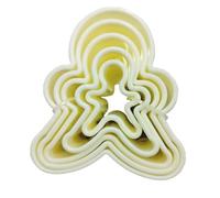 Set di 5 formine per biscotti a forma di omino di pan di zenzero, in plastica alimentare bianco panna.