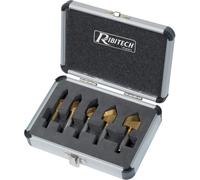 Ribimex Set 5 frese placcate titanio 6/10/13/16/19 mm in valigetta di alluminio