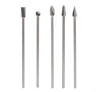 Set di 5 frese rotanti in carburo massiccio, gambo da 3 mm, testa da 6 mm, taglio singolo, lunghezza 100 mm, per metallo, legno, vetro, incisione, intaglio, sbavatura, compatibile con Dremel e la