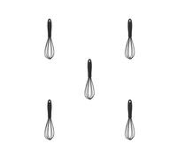 Set di 5 fruste in silicone da cucina, antigraffio, frusta per uova, colore nero, 17 x 4 x 4 cm