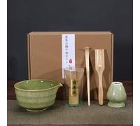 Set di 5 fruste Matcha con ciotola in ceramica con beccuccio, frusta e supporto, paletta in bambù, setaccio in polvere per amanti del tè e cerimonia del tè