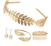 Set di 5 gioielli da dea greca, dea romana, da donna, in oro romano, corona di alloro romano, per matrimonio, feste, balli, spettacoli di moda