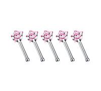 Set di 5 gioielli per naso versatili e robusti in lega, include borchie a forma di L e cerchi con design con zirconia cubica, abiti eleganti e comodi