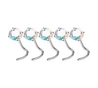 Set di 5 gioielli per naso versatili e robusti in lega, include borchie a forma di L e cerchi con design con zirconia cubica, abiti eleganti e comodi