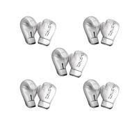 Set di 5 guanti da allenamento per boxe, sparring, Muay Thai, allenamento, lotta, sacco da boxe, 226,8 g, bianco