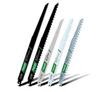 Set di 5 lame per sega a sciabola, per legno, materiali in legno, rami/bavarese, adatte per tagli medio-grossolani (3-6 ZpZ) / fusto universale