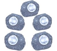 Set di 5 LED luce solare da esterno pietra grigia giardino luce decorativa lampada da giardino decorazione esterna