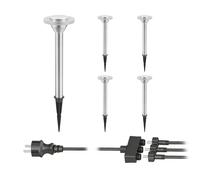 Set di 5 luci da giardino a LED ALF cromo opaco con picchetto a terra per