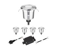 Set di 5 luci LED da incasso a pavimento AGENA per esterni bianco caldo ciascuna