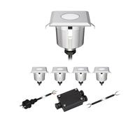 Set di 5 luci LED da incasso a pavimento AGENA per esterni IP65 in acciaio inox