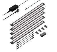 Set di 5 luci LED sottopensile SIRIS nero opaco con touch dimmer piatto 50 cm [EEK: G]