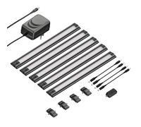 Set di 5 luci LED sottopensile SIRIS nero opaco con touch dimmer piatto da 30 cm [EEK: F]