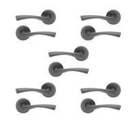 Set di 5 maniglie interne a molle intrecciate resistenti su rose in metallo grigio fucile - Infinity Decor