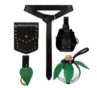 Set di 5 marsupi medievali con bottiglia pozione magica, cintura in pelle PU e tasche for accessori Halloween for cosplay steampunk(Svart)