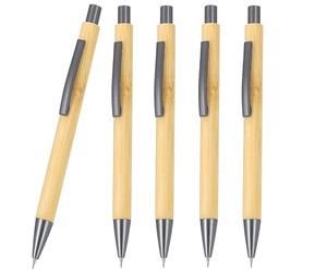 Set di 5 matite ricaricabili in bambù - Matite sostenibili con clip e accessori in metallo, mine da 0,7 mm per ufficio, scuola, università e casa, perfette per disegnare, appunti e dipingere