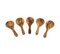 Set di 5 mini cucchiaini "Piccolo", 10 cm, extra largi, in legno d'ulivo, cucchiai dosatori, sale e spezie fatti a mano, sostenibili e naturali