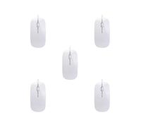 Set di 5 mini mouse da gioco con cavo, ultrasottili, per computer desktop, laptop, nero opaco, bianco, carino, ergonomico, bianco
