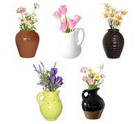Set di 5 Mini Vasi Magnetici 3D in Ceramica,Calamite da Frigo Decorative per Fiori Secchi o Artificiali,Magneti Frigorifero Lucidi per Cucina, Ufficio, Armadietto,Idee Regalo Carine (senza fiori)