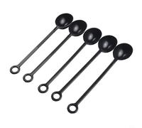 Set di 5 misurini in plastica per uso alimentare, per cucchiaini da caffè, frutta, con paletta nera, capacità 10 g, lunghezza 210 mm, kit compatibile con moka in polvere e macchine da caffè