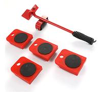 Set di 5 mobili con sollevatore e rulli, capacità 150 kg, cuscinetti antiscivolo, ideale per un facile trasporto e assistenza allo spostamento, colore: rosso