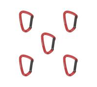 Set di 5 moschettoni da 25 KN da 10,2 cm, con chiusura automatica, chiusura portachiavi, rosso, 9,9 x 6,2 cm