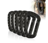 Set di 5 moschettoni in plastica, moschettone tattico militare, resistente, a forma di D, multifunzione, per campeggio, escursionismo, pesca, palestra, uso esterno