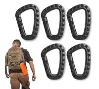 Set di 5 moschettoni in plastica per esterni, con molla a D grande, colore rosa