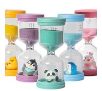 Set di 5 orologi da sabbia colorati con diversi animali. Timer visivi per bambini, per 3/5/10/15/30 minuti. Utili per la vita, lo studio, la cucina e i giochi dei bambini.
