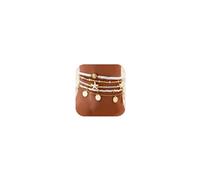 Set di 5 paia di cavigliere da donna con conchiglie in stile bohémien, con perline 14 carati, regolabili, fatte a mano, con conchiglie hawaiane e stelle marine, idea regalo, 8.66, Zinco, Nessuna