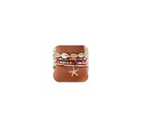 Set di 5 paia di cavigliere da donna con conchiglie in stile bohémien, con perline 14 carati, regolabili, fatte a mano, con conchiglie hawaiane e stelle marine, idea regalo, 8.66, Zinco, Nessuna