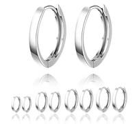 Set di 5 paia di orecchini a cerchio in argento da donna, orecchini a cerchio da 6/8/10/12/14 mm, ipoallergenici, senza nichel, set di piccoli orecchini a cerchio in argento