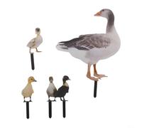 Set di 5 paletti da giardino in acrilico con disegni di animali e pali in legno, cartelli decorativi per esterni per migliorare l'atmosfera del giardino e del prato (anatra)