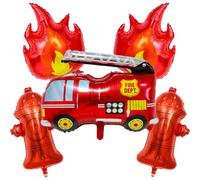 Set di 5 palloncini con camion dei pompieri e idrante antincendio palloncino in lamina per festa di compleanno per bambini camion dei pompieri salvataggio decorazione a tema pompiere forniture per la