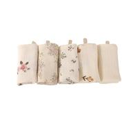 Set di 5 panni da bagno per bambini, 4 strati, in cotone, per pelli sensibili, neonati, tempo del bagno, piccolo fazzoletto quadrato