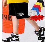 Set di 5 pantaloncini corti con stampa di parole per ragazzi - Fuga, vacanza, viaggio, relax, prendere il sole, estate 6Y,7Y,4Y,5YBlocchi di colore,Lettere,Colore unicoPoliestere