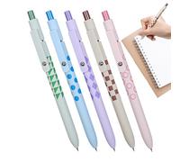 Set di 5 penne a inchiostro gel, con punta fine, manico ergonomico, 0,5 mm, morbido per prendere appunti, disegni, firme e creatività