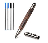 Set di 5 penne a sfera di lusso, 0,7 mm, scrittura liscia, in metallo, con 4 ricariche, in legno di bambù, bel regalo per ufficio, per diari, calligrafia, disegno
