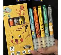 Set di 5 penne gel Pikachu Pokemon a sfera con stampa a cartone animato Penna per studenti, cancelleria, ufficio , regali per il ritorno a scuola Tagli UnicaABS