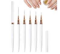 Set di 5 pennelli metallici per nail art (6/9/11/16/24 mm), strumenti per disegnare con linee lunghe per unghie per smalto gel UV (bianco)