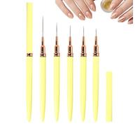 Set di 5 pennelli metallici per nail art (6/9/11/16/24 mm), strumenti per disegnare con linee lunghe per unghie per smalto gel UV (giallo)