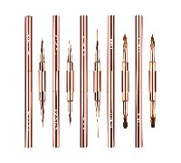 Set di 5 pennelli per arte di unghie, pennelli a doppia punta per disegnare linee lunghe, linee sottili, sfumature e arte di unghie 3D, adatti per smalto gel e pittura per unghie acriliche Alluminio