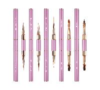 Set di 5 pennelli per arte di unghie, pennelli a doppia punta per disegnare linee lunghe, linee sottili, sfumature e arte di unghie 3D, adatti per smalto gel e pittura per unghie acriliche Alluminio