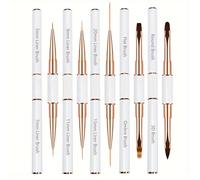 Set di 5 pennelli per arte di unghie, pennelli a doppia punta per disegnare linee lunghe, linee sottili, sfumature e arte di unghie 3D, adatti per smalto gel e pittura per unghie acriliche Alluminio