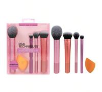 Set di 5 pennelli per il trucco di tutti i giorni Real Techniques, include 4 pennelli e una spugnetta per trucco, per fondotinta, blush, bronzer, contouring, ombretto e cipria, set regalo da viaggio F