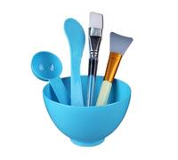 Set di 5 pennelli per maschera in silicone, cucchiaio dosatore, strumento di bellezza fai da te, per maschera, ciotola, spa, trattamento (multicolore) (acquamarina, ciotola rigida in gomma grezza, set