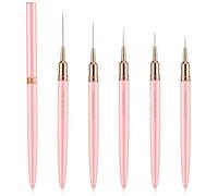 Set di 5 pennelli sottili per nail art, per nail art, per nail art, set di pennelli per dettagli delle unghie, sottili linee lunghe, punteggio, pennello per unghie 7/9/11/15/25 mm (rosa)