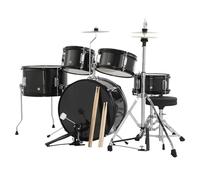 Set di 5 percussioni per bambini, con grancassa, rullante, 2 Tom, bacino, Hi-Hat, sgabello, bacchette e pedali, regalo musicale per principianti dai 4 anni in su