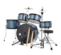 Set di 5 percussioni per bambini, con grancassa, rullante, 2 Tom, bacino, Hi-Hat, sgabello, bacchette e pedali, regalo musicale per principianti dai 4 anni in su