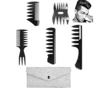 Set di 5 pettini per acconciature da uomo, colore nero, per barbiere a denti larghi, regalo per la festa del papà
