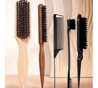 Set di 5 pettini per lo styling dei capelli in setole di cinghiale, include pettine per la modellazione dei bordi, adatto per uomini e donne, pettine professionale per il taglio e lo styling dei capel